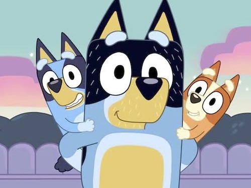 Caption: Bandit, bingo from the cartoon show bluey, Source:ABC