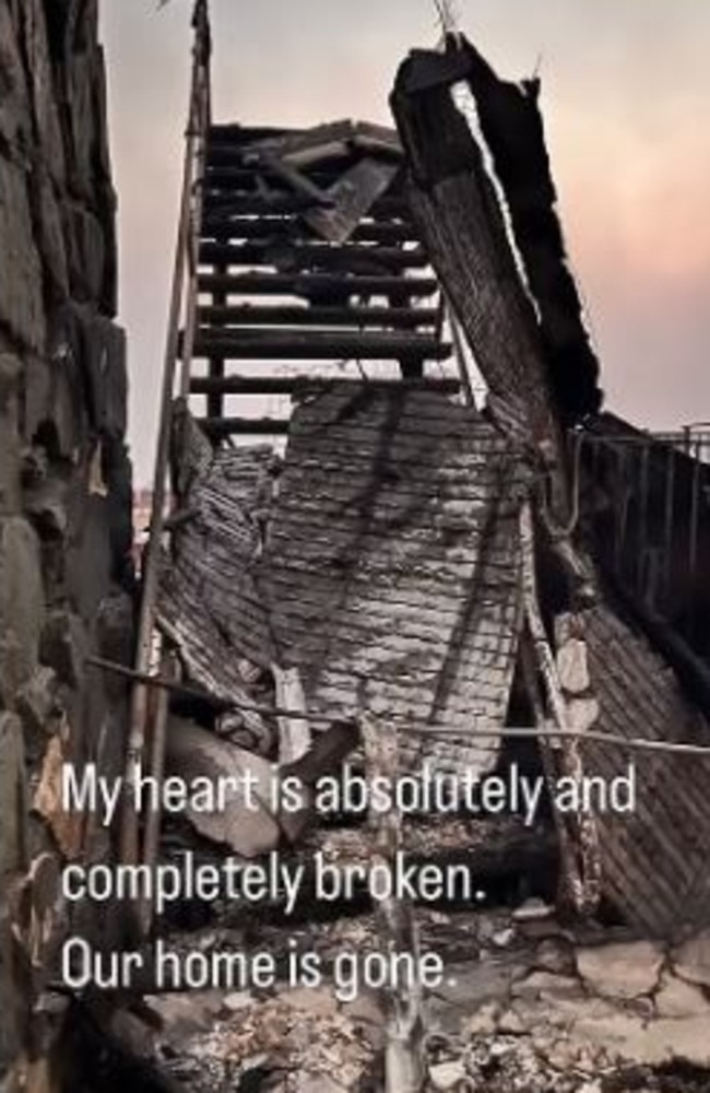 Aussie star Benjamin Rigby's destroyed Los Angeles home shows only a charred staircase remaining. Picture: Supplied