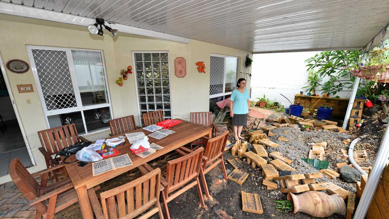 Careela Street Mooloolaba. Eleanor Schulz surveys the aftermath of her home after it was inundated with flood water. Picture: John McCutcheon