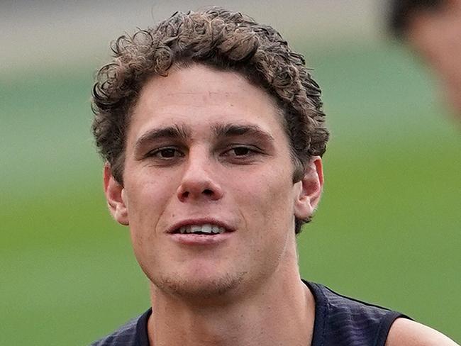 Charlie Curnow of the Blues in action during a Carlton Blues training session at Ikon Park in Melbourne, Wednesday, November 6, 2019. (AAP Image/Sean Garnsworthy) NO ARCHIVING