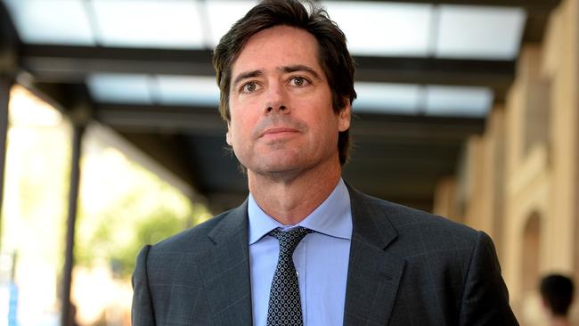 Courts. AFL Chief executive Gillon McLachlan leaves the Environment, Resources and Development court where he is fighting a wind farm near his family farm in the Adelaide Hills.