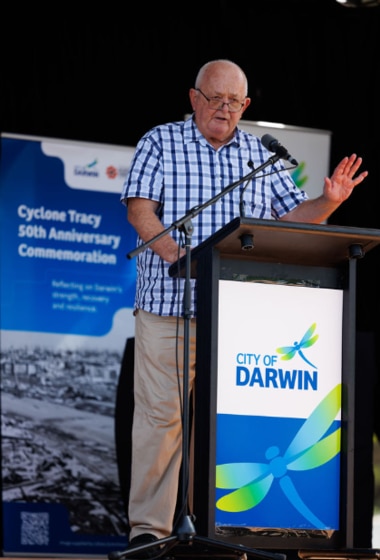 Cyclone Tracy survivor and Councillor Mick Palmer. Picture: Charlie Bliss.