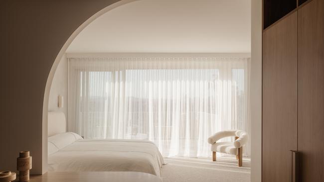 One of the bedrooms in ‘Grece’ in Holland Park West. Photographer: Brock Beazley.