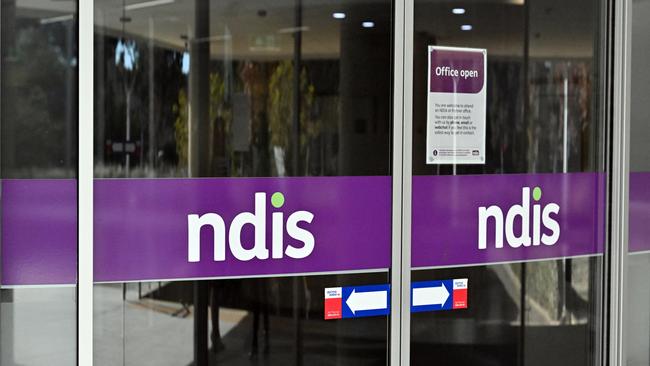 The National Disability Insurance Scheme NDIS logo is seen at the head office in Canberra, Wednesday, June 22, 2022. Picture: AAP Image/Mick Tsikas.