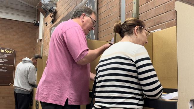 Bega Labor Candidate Michael Holland voting. Picture: Tom McGann.