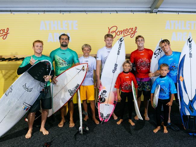 GOLD COAST, QUEENSLAND, AUSTRALIA - APRIL 26: Surfers in the Juraki Teams Challenge at the Bonsoy Gold Coast Pro on April 26, 2024 at Gold Coast, Queensland, Australia. (Photo by Cait Miers/World Surf League)