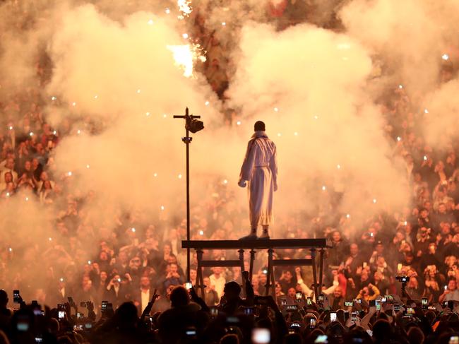 LONDON, ENGLAND - SEPTEMBER 22:  Anthony Joshua makes his way to the ring prior to the BF, WBA Super, WBO & IBO World Heavyweight Championship title fight between Anthony Joshua and Alexander Povetkin at Wembley Stadium on September 22, 2018 in London, England.  (Photo by Richard Heathcote/Getty Images) *** BESTPIX ***