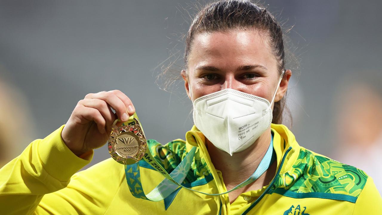 Tahlia McGrath won a gold medal at the Commonwealth Games despite being diagnosed with Covid on the morning of the final. Picture: Getty Images