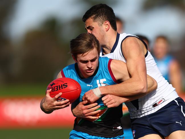 Launceston’s James Leake played a major role in the Allies’ breakthrough national championships win. (Photo by Graham Denholm/AFL Photos via Getty Images)