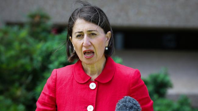 Gladys Berejiklian tells the people of NSW how they can spend their Christmas celebrations today. Picture: NCA NewsWire / Gaye Gerard