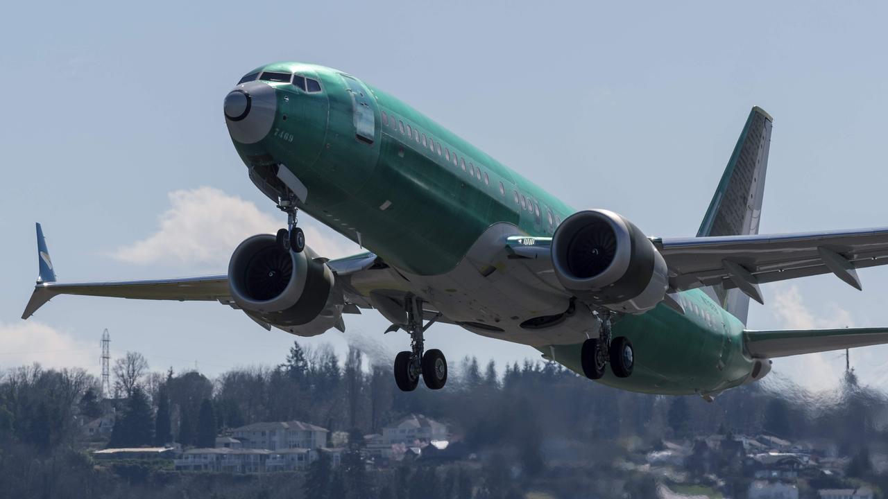 A Boeing 737 MAX 8 airliner takes off from Renton Municipal Airport near the company’s factory in Washington. Picture: AFP