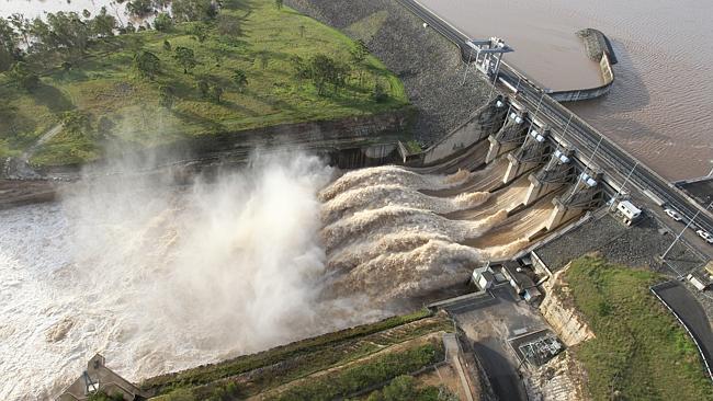 Water pours over the spillway at Wivenhoe Dam in the wake of Brisbane's flood disaster.