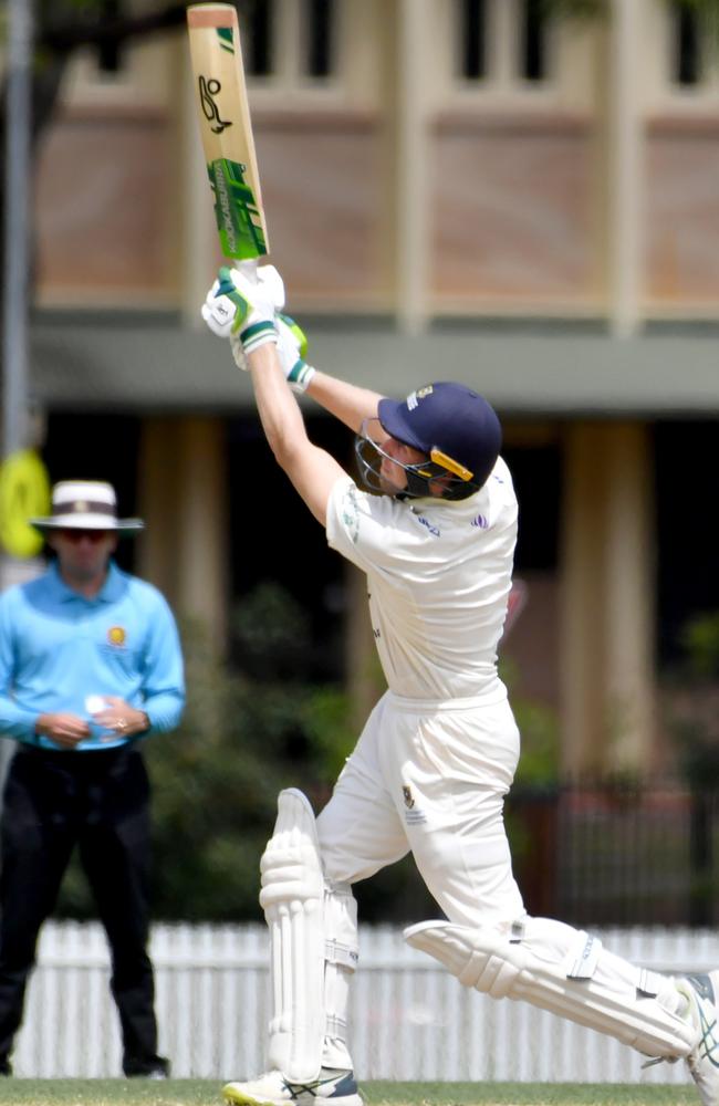 UQ batsman Bryce Street Cricket action between UQ v Redlands Saturday December 17, 2022. Picture: John Gass