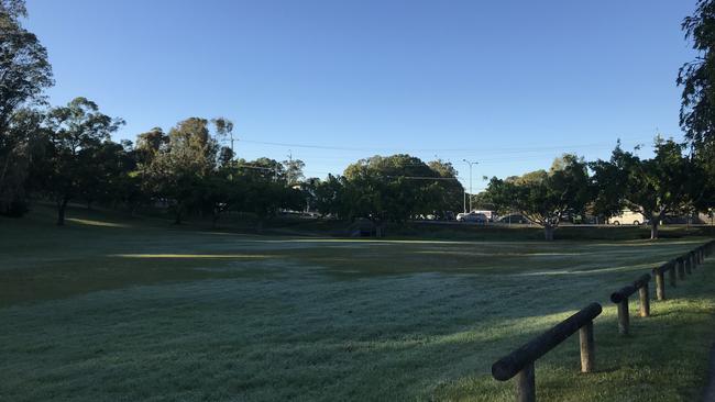 The park near Wentworth Avenue, Molendinar where it's believed police shot an armed man in the chest several times overnight.