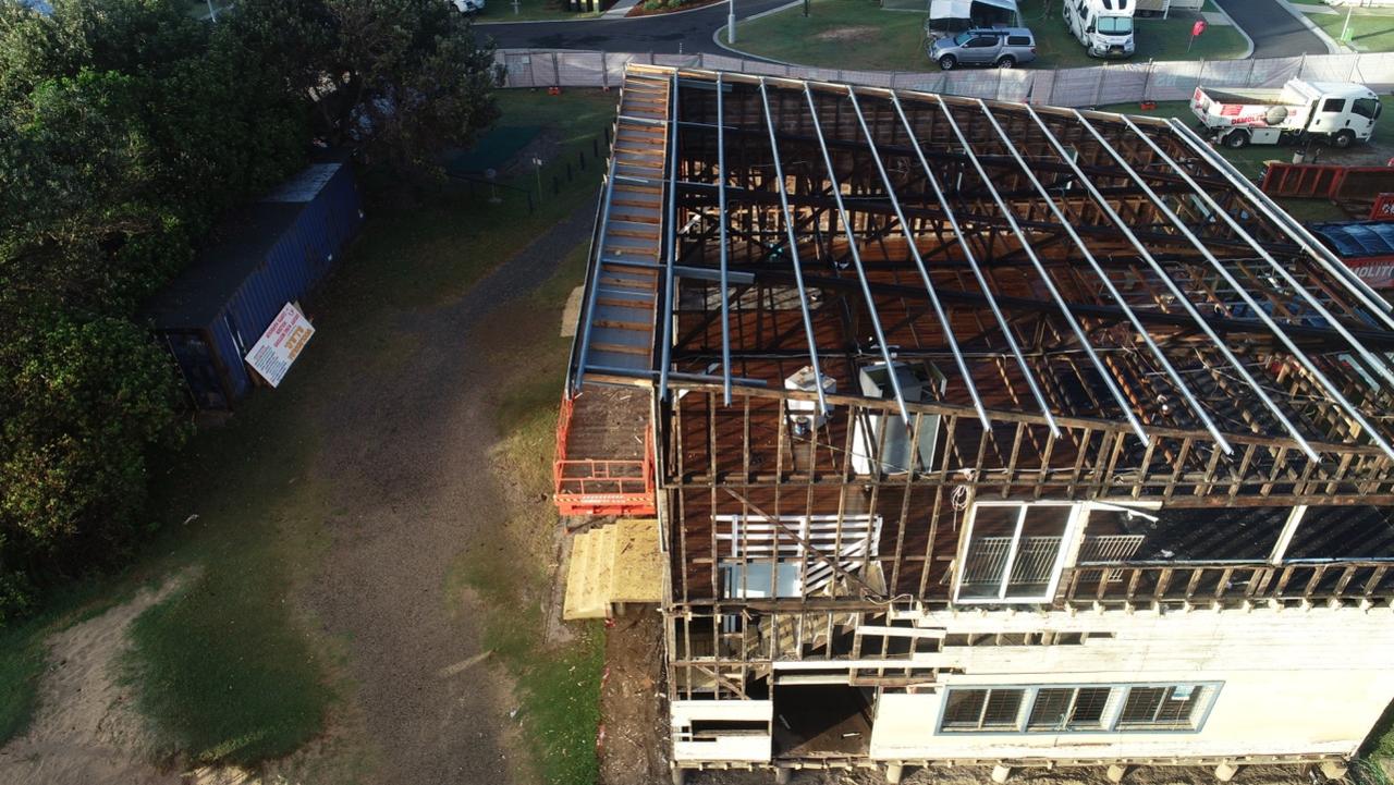 The old Woolgoolga SLSC clubhouse being demolished. February 2021.