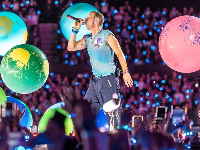 Coldplay perform at Marvel Stadium. Picture: Jake Nowakowski