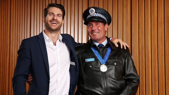 DAILY TELEGRAPH - Pictured at the Pride of Australia Awards at the Sydney Opera House today is Constable Arun Trevitt with Daniel Price, who he prevented from committing suicide by jumping off the harbour bridge. Picture: Tim Hunter.