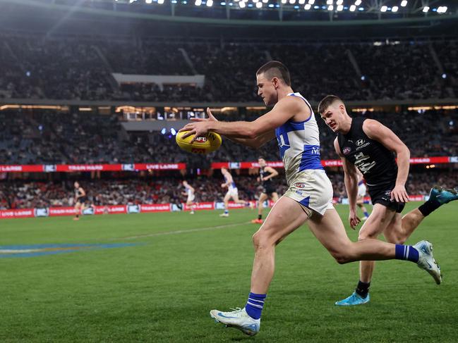 Luke Davies-Uniacke of the Kangaroos in action. Picture: Mark Stewart