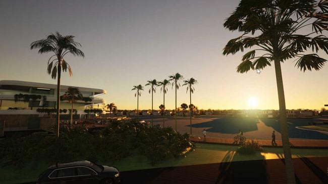 An artist’s impression of the entry at a proposed surf park. Picture: Gary Hunt Design.