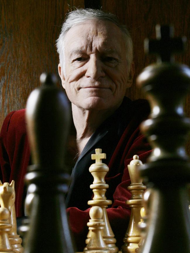 Hugh Hefner poses at the Playboy Mansion in Los Angeles on Thursday April 5,2007. Picture; AP