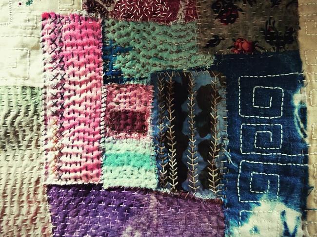 Art therapist and social worker Claire Edwards is a textile artist who practices handstitching. Picture: Instagram