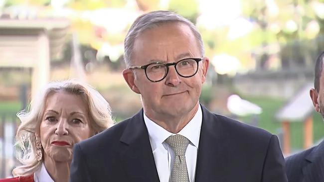 Opposition Leader Anthony Albanese on the first day of the election campaign. Picture: Sky News