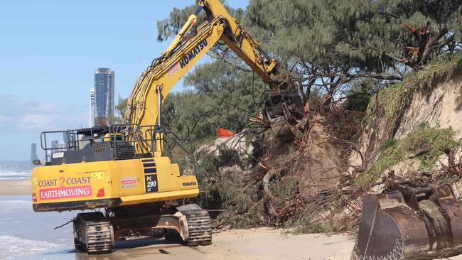 Council believe full restoration of the Gold Coas’s beaches could take up to three years after the city was battered by the strongest waves seen in three decades. Picture Glenn Hampson