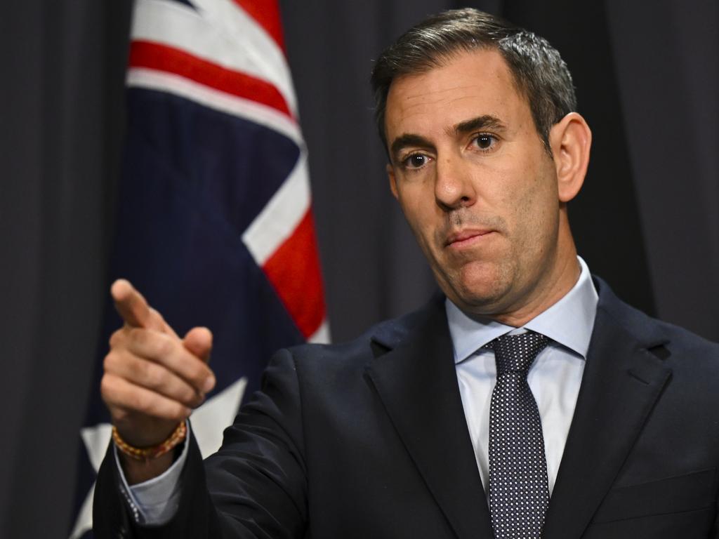 Australian Treasurer Jim Chalmers speaks to the media during a press conference at Parliament House in Canberra, Friday, October 21, 2022. (AAP Image/Lukas Coch) NO ARCHIVING