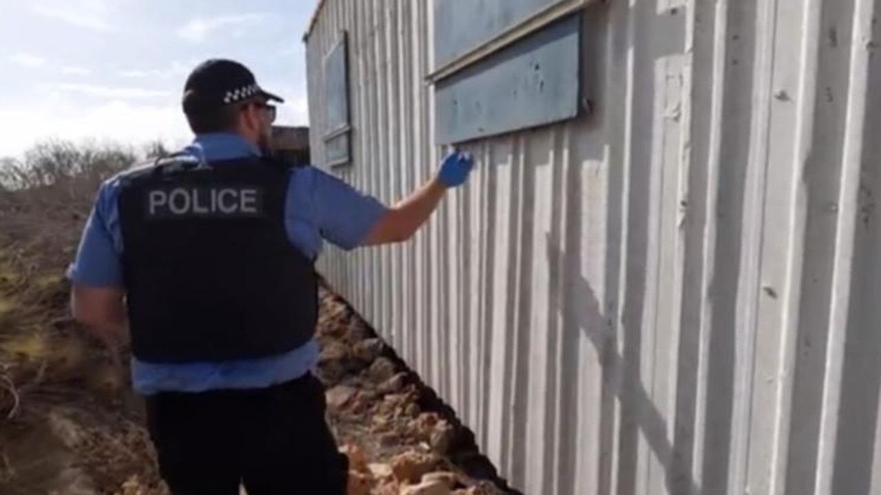 Police used bolt cutters last weekend to search metal huts in the aftermath of Cleo’s disappearance from the Blowholes camping ground. Picture: Channel 7.