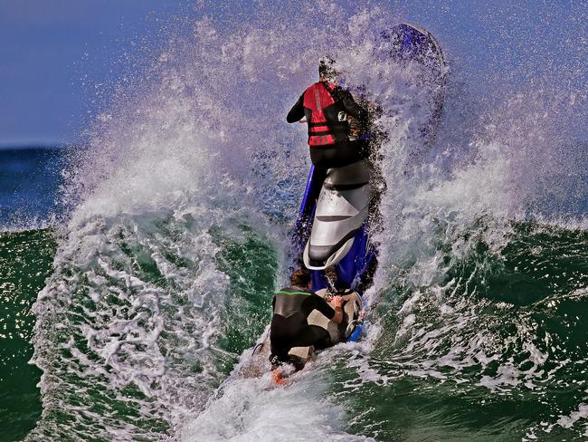 The Council said that its lifeguards, seen here during training, had to rescue 11 Bold &amp; Beautiful swimmers on New Year’s Day. Picture: Troy Snook