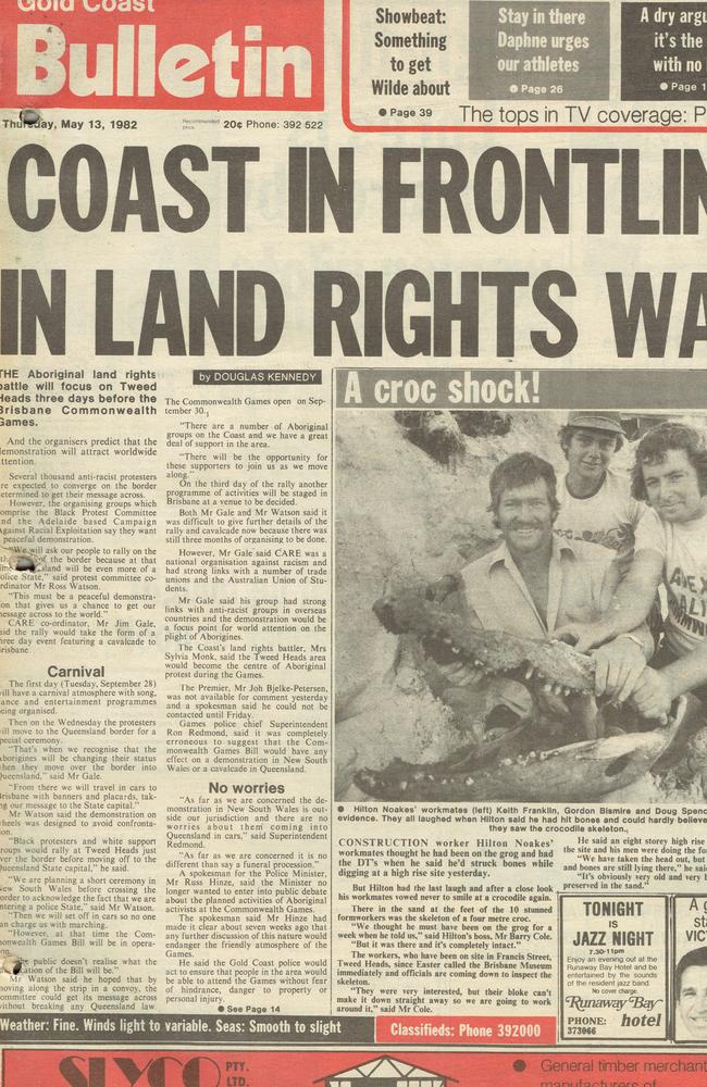 Gold Coast Bulletin 1982, May 13. Front page.