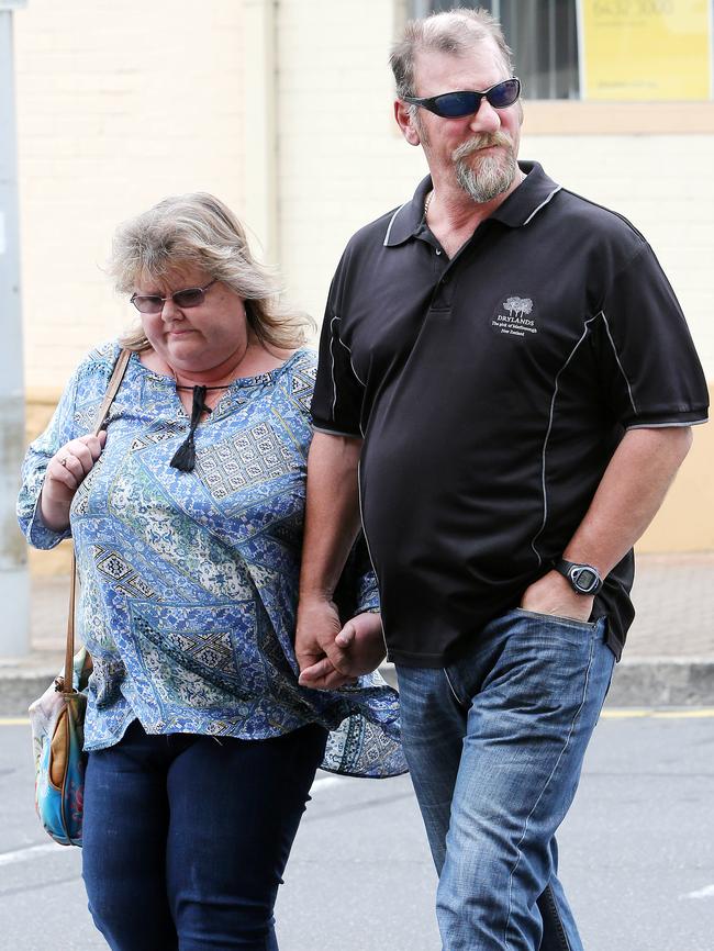 Phillip and Lorraine Lucas, the father and stepmother of killed worker Alistair Lucas, arrive at the Burnie Court. Picture: CHRIS KIDD