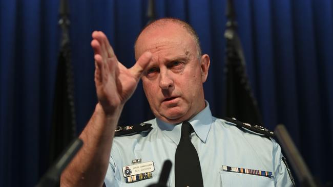 Acting AFP Commissioner Neil Gaughan speaks to the media following raids on journalists. Picture: Lukas Coch