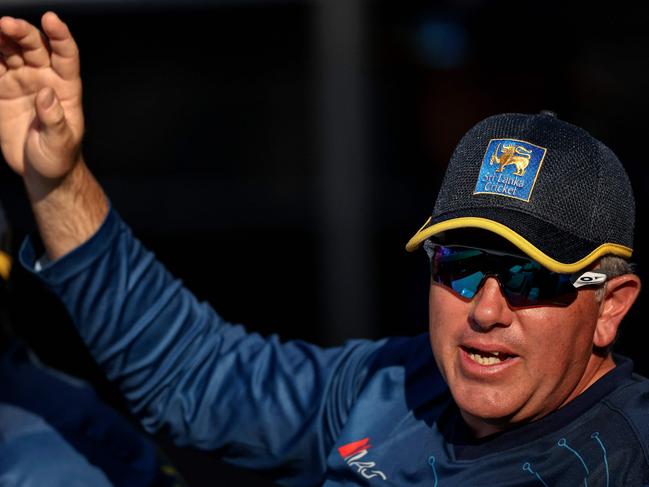 Sri Lanka's Head Coach Chris Silverwood looks on during the ICC men's Twenty20 World Cup 2022 cricket match between Netherlands and Sri Lanka at Kardinia Park in Geelong on October 20, 2022. (Photo by Martin KEEP / AFP) / -- IMAGE RESTRICTED TO EDITORIAL USE - STRICTLY NO COMMERCIAL USE --