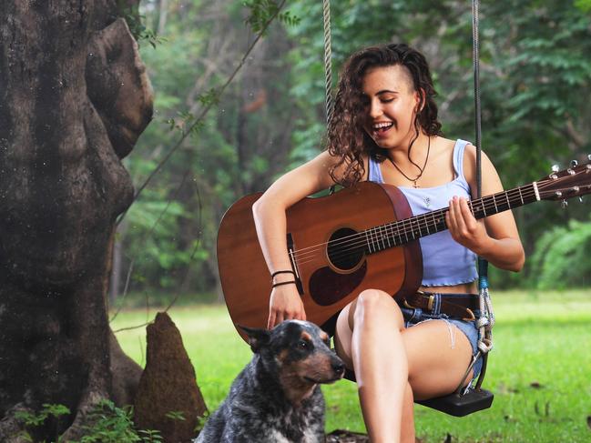 Singer song writer Steve Jean poses for a photo at her home in Humpty Doo on Thursday, April 4, 2019. Picture: Keri Megelus