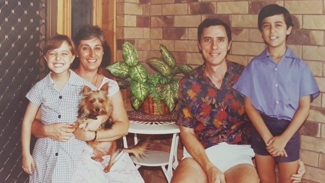 Pharmacist Mario Calanna with wife Linda and children Catherine and Matthew in 1992 – when short shorts and knee-high socks were considered haute couture among the blokes of Cairns. Picture: Supplied