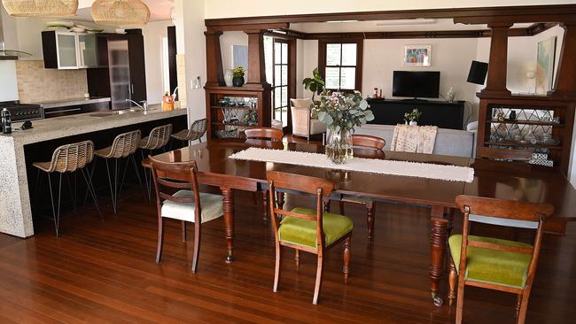 The antique dining table handed down to the Tucker family. Picture: Lyndon Mechielsen