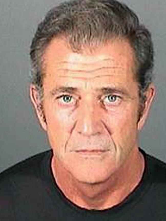 Mel Gibson was arrested in 2010 in connection with a misdemeanour battery charge. Picture: El Segundo Police Department/AFP