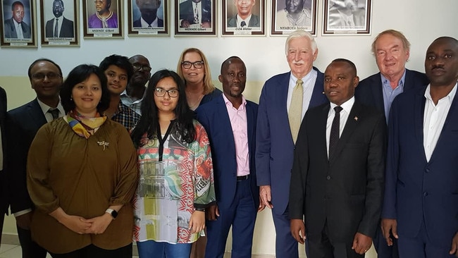 Linda Aitken meeting officials in Burundi. She held meetings with Burundi Ministers to discuss potential opportunities to benefit Burundi and her people.