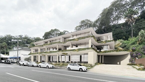 An artist impression of the proposed $2.3m shop top development on Barrenjoey Rd, next to Barrenjoey House, Palm Beach.