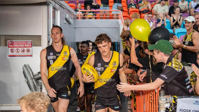 Nightcliff Tigers in the 2023-24 NTFL Men's Grand Final between Nightcliff and St Mary's. Picture: Pema Tamang Pakhrin