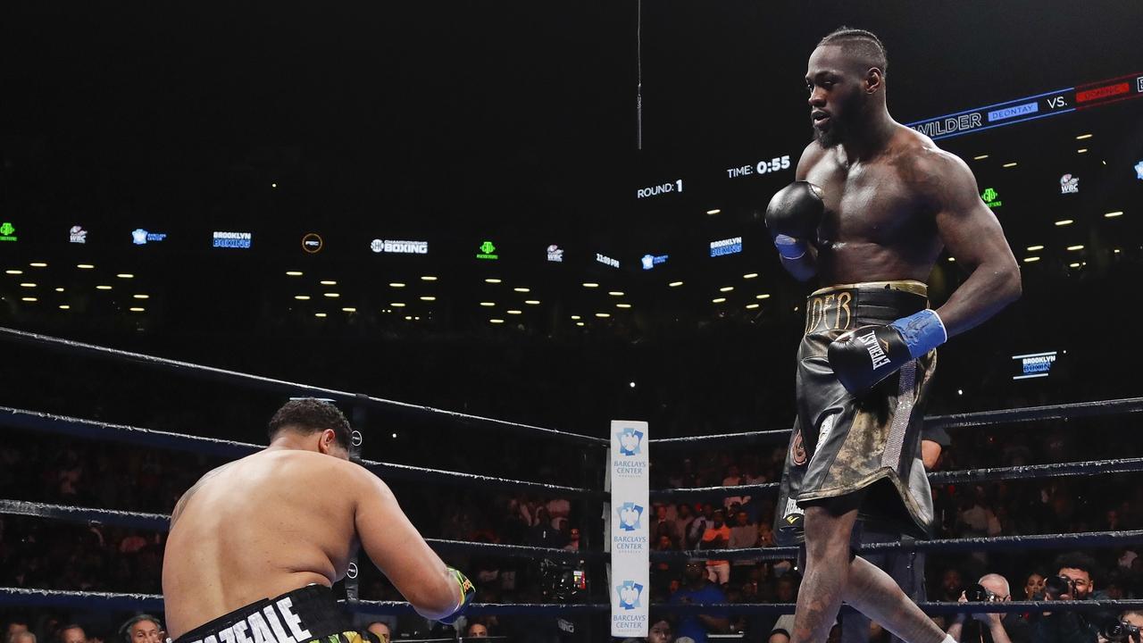 Deontay Wilder finishes Dominic Breazeale in the first round.