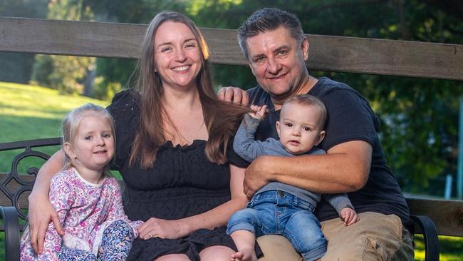 Queensland's Cutest Baby, James Davies with family Michael (dad) Lucy (mum) and Bella (sister) at their home at Brookfield, Queensland. Photos by Stephen Archer 6.6.2024