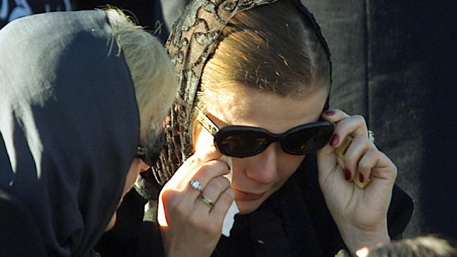 Svetlena Bernovski at funeral of husband, former Russian KGB Colonel Gennadi