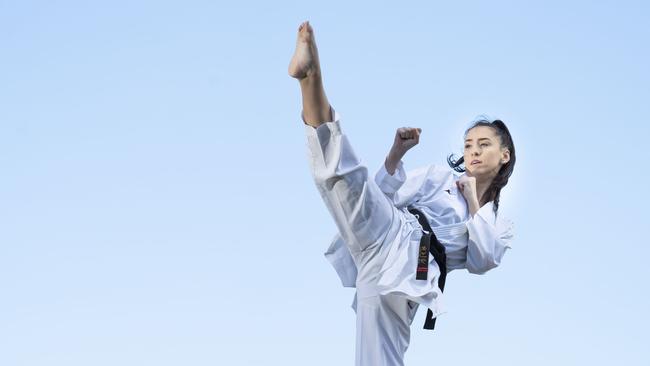 She has been competing in karate since she was three years old. Picture: Matthew Vasilescu