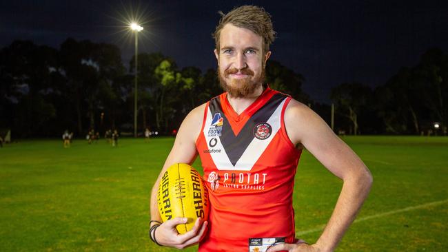 Daniel Weetra at the Para Hills Football Club. He has kicked 72 goals in eight games this year. Picture: Ben Clark