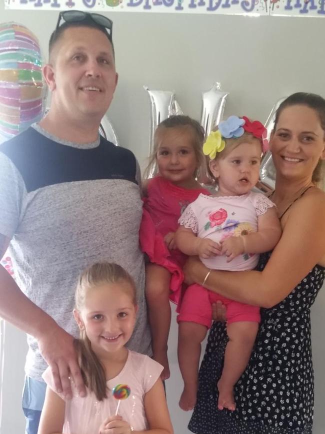 Ben Collier and his family, wife Koelah and three girls, Avah (7), Liana (4), Myah (3). Supplied.