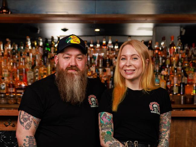 Daily Telegraph. 29, November, 2024.HOLD FOR KC: Simon and Lucille Rose-Hopkins, at The Swinging Cat, today.They are the owners of the famed Jolene's country and western bar who are taking over The Swinging Cat for a month and opening at Blues and Rock Bar.Picture: Justin Lloyd.