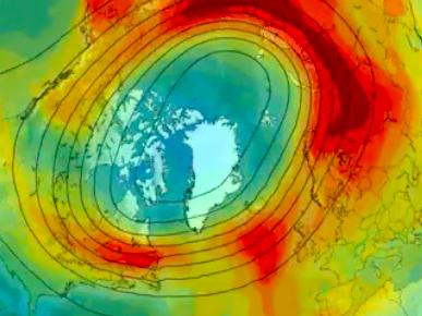 A tear in the ozone the size of Greenland has closed, just weeks after it opened. Picture: Copernicus’ Atmospheric Monitoring Service