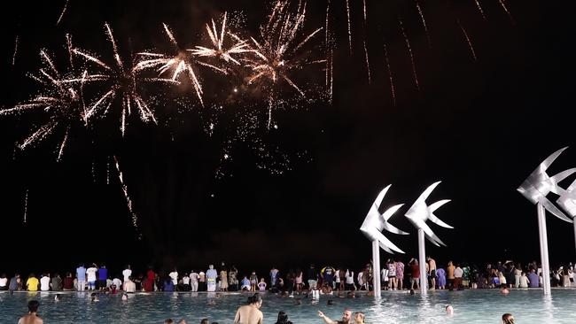 Fireworks at the Cairns Esplanade lagoon. Picture: Brendan Radke